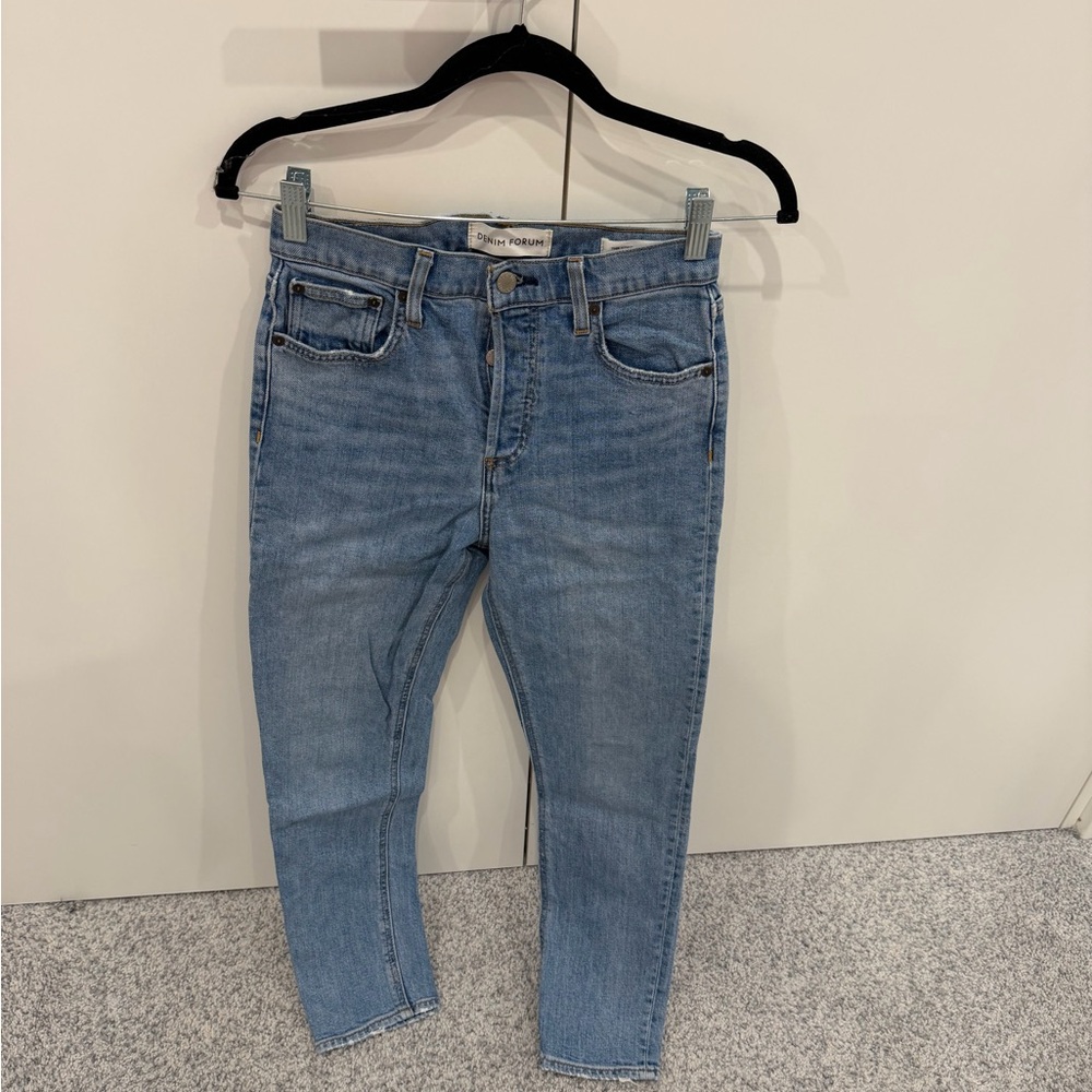 Denim Forum Sky Blue Jeans with Tan Patch